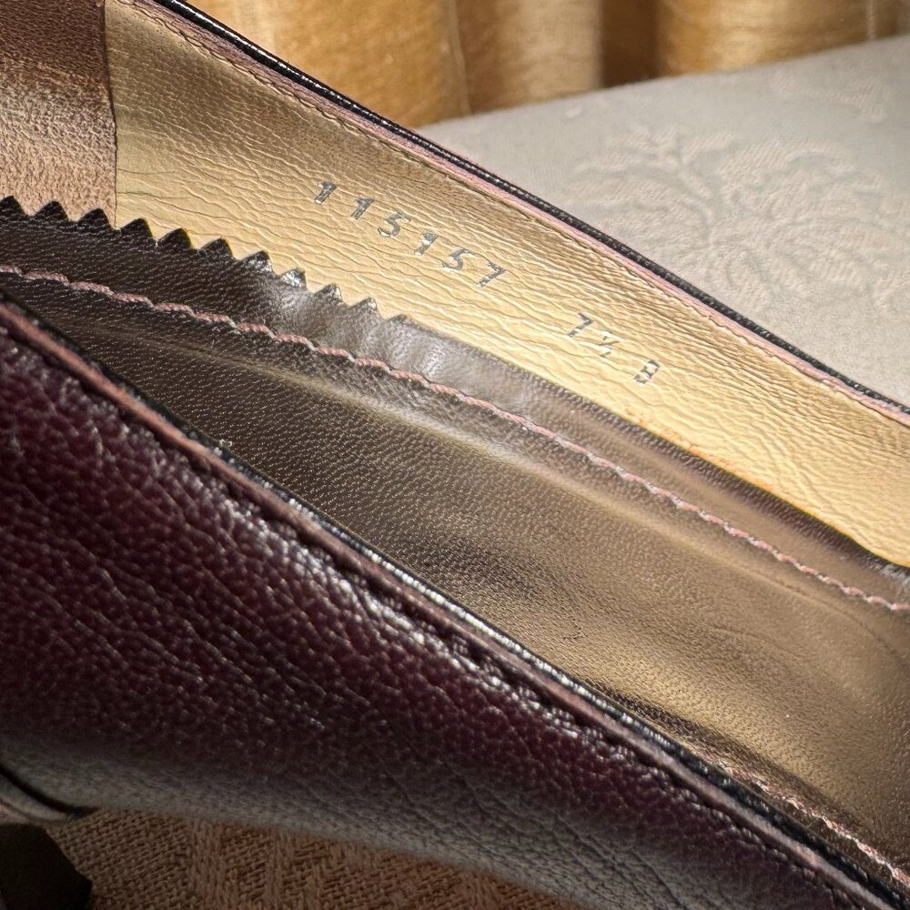 Gucci 115157 Brown Leather Pumps Pointed Toe Size 7.5 Shoes - Picture 12 of 16